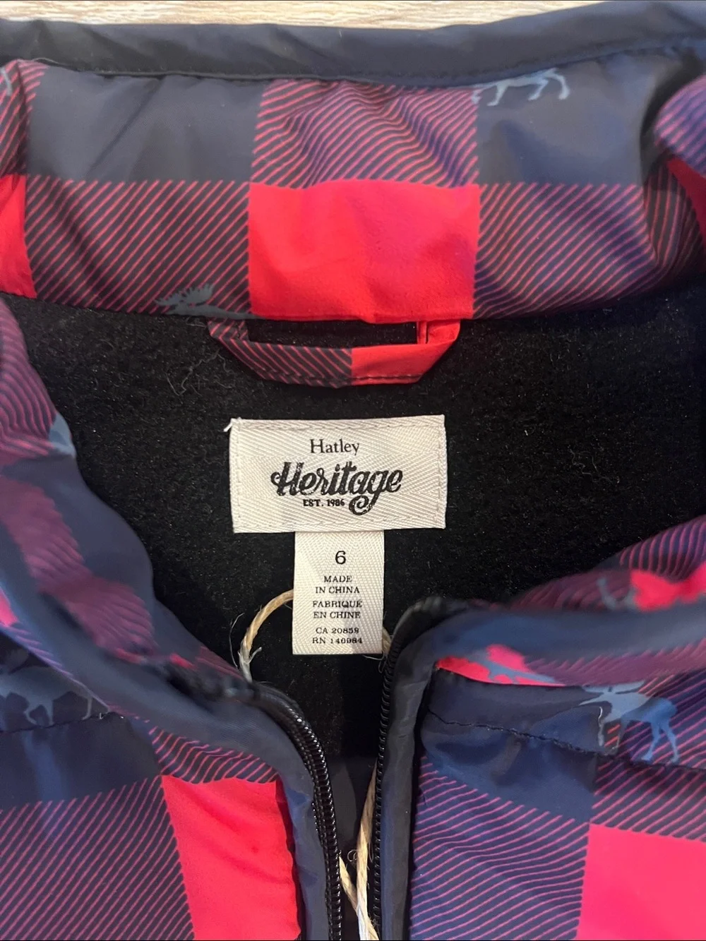 Hatley Heritage Boys Size 6 Buffalo Plaid Quilted Puffer Vest Moose NWT